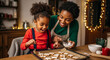 © AucArtStudio - Gingerbread cookies on tray evoke christmas and new year joy as mother and child decorate together with icing and smiles creating warm holiday baking memories