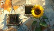 © Berkah - Sunflower against a weathered wall