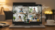 © ImageNation - Productive video conference call connecting a diverse global remote team, enhancing collaboration and communication across international distances from individual home offices