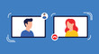 © Abir - A man and a woman communicate through a video call interface, symbolizing online meetings, remote work, and virtual connections.