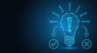 © Moon Guy - Digital lightbulb with checkmark and arrow symbolizing innovation and solutions