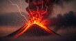 © Designbd25 - A dramatic eruption of a volcano with lava flowing down its sides and lightning striking the sky above, creating a powerful and aweinspiring natural phenomenon