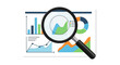 © Avra - Magnifying Glass Over Graphs Examining Financial Data and Business Analytics for Insights