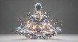 © SeribuBerkah - Futuristic Chrome Geometric Man Meditating in Lotus Position Digital Art