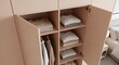 © SeribuBerkah - Minimalist Interior Wardrobe Storage with Stacked Clothing Arrangement for Bedroom