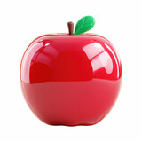 3D chubby cute cartoon red apple isolated on transparent background.