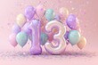 © Jee Pong - Festive Celebration Scene with Colorful Balloons and Number Thirteen