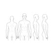 © progoz - Human body anatomy template, male full body outline, front, back, and side views, detailed illustration