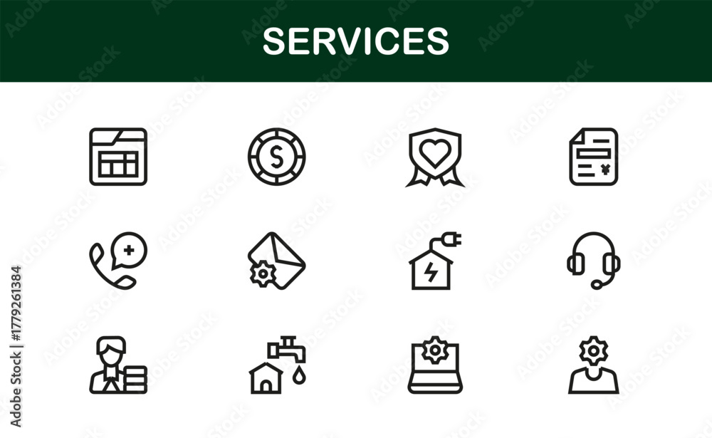 Modern Services Line Icon Collection – Clean Vector Symbols for ...