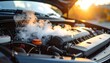 © Hyndk - Overheating car engine with steam billowing out, potentially a serious mechanical issue
