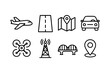 © maximon4ik - Transportation and navigation icons set in linear style