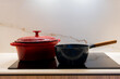 © Laia Balart - Enamel cast iron Dutch oven and saucepan on induction hob