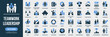 © stas111 - Teamwork and leadership fill icon collection. Includes collaboration, boss, discussion, process, quiz, goal, and partnership icons. Created in colored style with calm blue palette