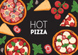 © DiViArts - Italian Pizza frame. Italian food. Vector illustration. Top view. Menu, package, logo, design template.