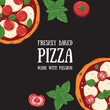 © DiViArts - Italian Pizza frame. Italian food. Vector illustration. Top view. Menu, package, logo, design template.
