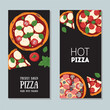 © DiViArts - Italian Pizza. Banner set. Italian food. Vector illustration. Top view. Menu, package, logo, design template.
