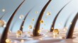 © AbdulMajid - Healthy glossy hair strands with luminous golden particles on clean scalp, hair repair, hair care