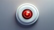 © Justin - a white geometric button device is mounted on a wall with a small red indicator at its center concept minimalistic design technology with a futuristic feel