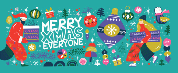  Christmas and new year design template in abstract trendy style for poster, cover, greeting card, social media, print

