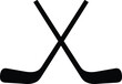 © Kazi - Crossed ice hockey sticks icon symbol in clean black silhouette