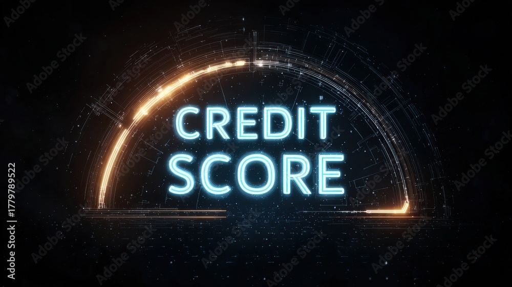 Visual representation of a digital credit score meter and its significance in managing finances. The design highlights the importance of tracking credit health for better financial decisions.