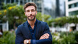 © Nataliya - Outdoor portrait of businessman in urban setting, confidence, career success, lifestyle, leadership headshot, modern district, with copy space