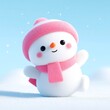 © A10zon - Festive snowman with scarf and hat isolated on white cheerful winter holiday