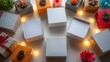 © Habibur614 - Unbox joy and surprise with beautifully wrapped gift boxes and festive fairy lights creating a magical gifting atmosphere