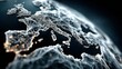 © Ahmad-Muslimin - Europe map made of white cloud like material against a dark background.