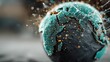 © Ahmad-Muslimin - Globe disintegrating with particles flying off against a blurred background.