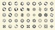 © Jamshadul - Collection of geometric and abstract icons and symbols in a vintage, etched, or distressed style, featuring hexagons, stars, waves, and circular patterns, isolated on a cream background