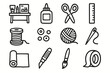 © Дар'я Солтис - Knife craft vector workshop tape supplies yarn paintbrush icon beads roll icons
