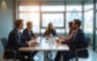 © nana - Blur office meeting blurred background with business people working group in boardroom discussion for teamwork brainstorming, executive seminar or professional training in small startup enterprise