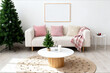 © MockupsShop - Minimal Christmas Living Room With Pink Decor
