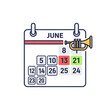 © Shahin67 - Illustration of calendar showing june with a trumpet and marked dates isolated on white background