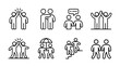 © Betto - Friendship teamwork unity people connection outline icons set