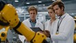 © Vitalii - Team of engineers analyzing smart sensor feedback while robotic assembly line operates in clean, high-tech factory, symbolizing industrial efficiency, predictive maintenance, and innovative