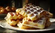 © Riesa - Stack of Golden Waffles Dusted with Powdered Sugar