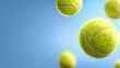 © MKS - A flurry of tennis balls is caught in mid-air, showcasing the dynamic concepts of motion and energy at play during a tennis match