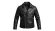 © Rika - Classic black leather motorcycle jacket displayed against a solid dark background