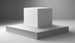 © David - white podium stand 3d cube pedestal display isolated on white background column platform pillar for display product