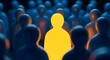 © Pro Clipart - A single yellow figure stands out in a large crowd of blue people. Concept of individuality, uniqueness, leadership, nonconformity, and being different from the crowd.