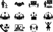 © Best Design_Academy - Teamwork & Leadership Silhouette Icons – Black Vector Set Representing Cooperation, Collaboration, and Group Work