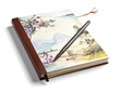 © Rodok - Artistic notebook, pen, and landscape scene, all artfully styled on a white background