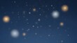 © MdJilu - A dreamy scene of delicate snowflakes gently falling against a deep blue backdrop, illuminated by soft, glowing orbs of gold and silver light