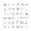 © Sanstive Footage - Collection of Linear Outlined Transportation and Logistics Icons, Isolated on White Background.