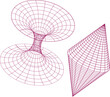 © Creative_Rasma - Abstract 3d mathematical visualization of a wormhole and a curved surface with a grid overlay