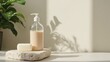 © kittipoj - Sustainable Bathroom with Refillable Glass Bottle and Soap