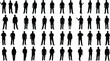 © Ifty Creation - Silhouette standing human figures in multiple poses, posture diversity, gesture reference, body language, lifestyle illustration, design, animation set