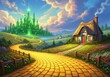 © Shammi - Yellow brick road leads to emerald city and cozy cottage in oz